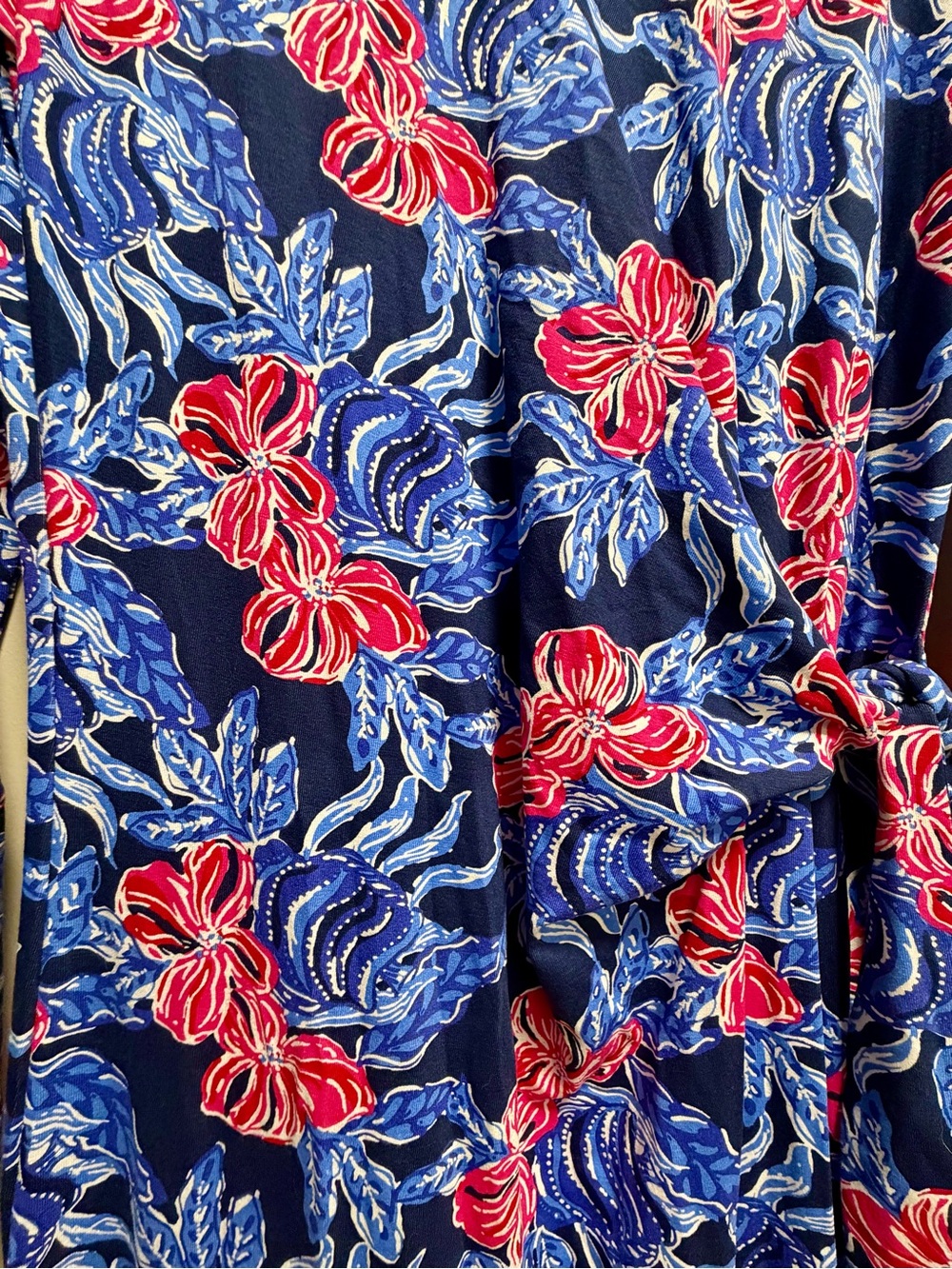 Lilly Pulitzer Bryson Maxi Dress Women’s Medium Low Tide Navy Floral Long Sleeve - Picture 4 of 11